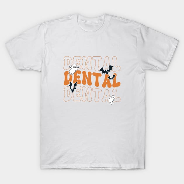 Spooky Dentist Hygienist Retro Dental Assistant Halloween T-Shirt by WildFoxFarmCo